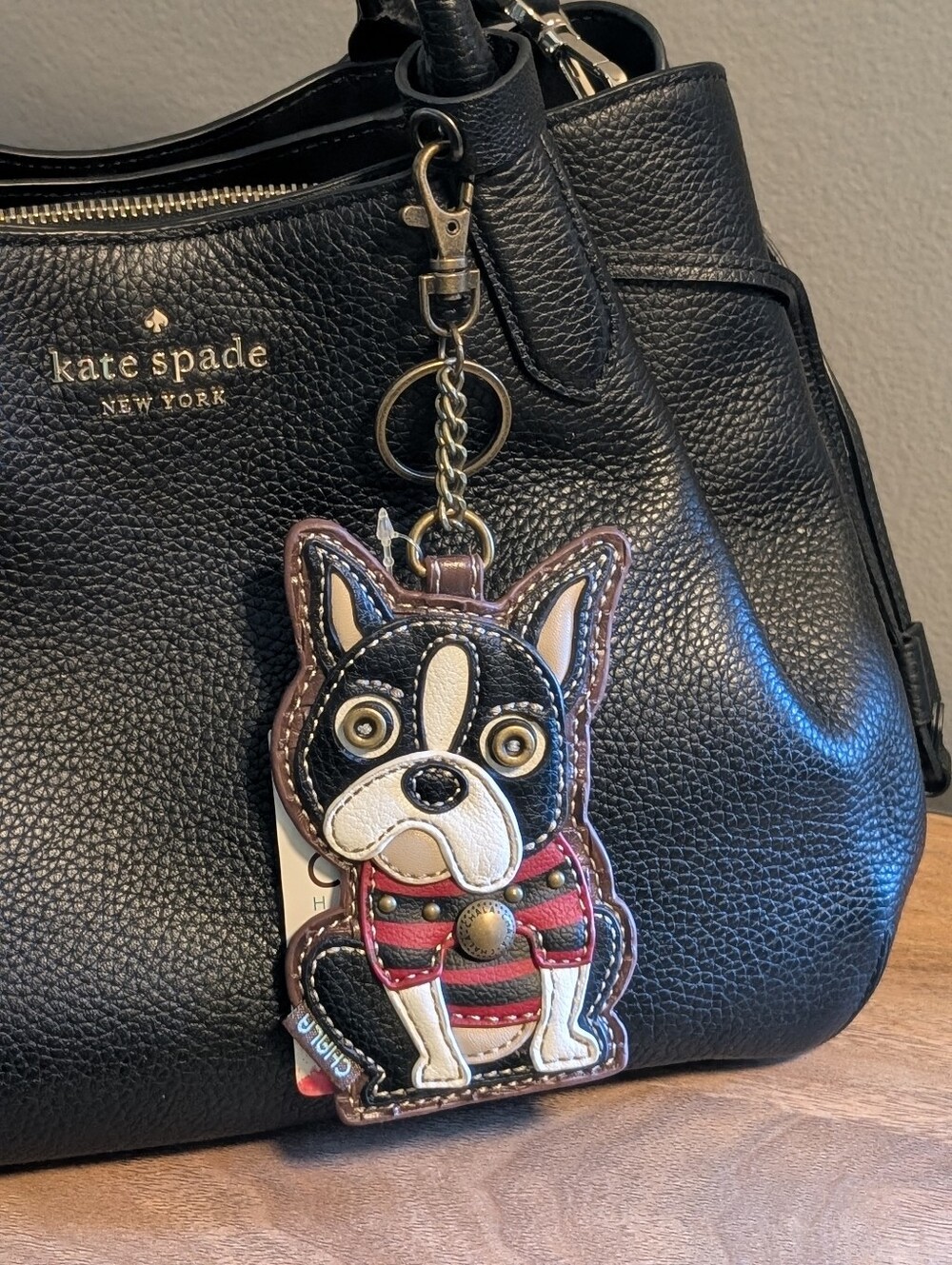 Chala Boston Terrier Key Fob Coin Purse NEW Dog Keychain Bag Charm Pouch